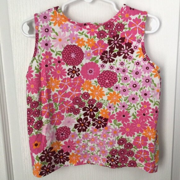 Hanna Andersson Size 100 4T Tank Top Pink Orange Green Floral - Picture 2 of 7